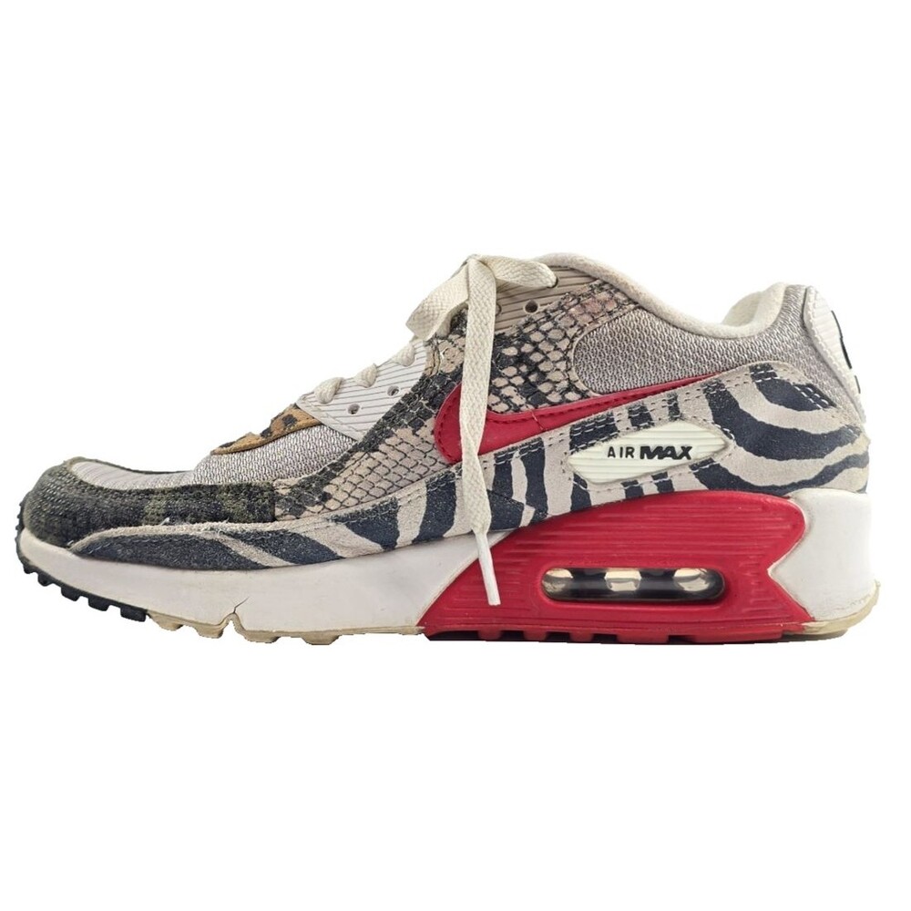 NIKE AIR MAX 90 USED SIZE 6.5Y TUNNEL WALK LIGHT IRON ORE RED BLACK DZ4839-001 - Picture 6 of 9